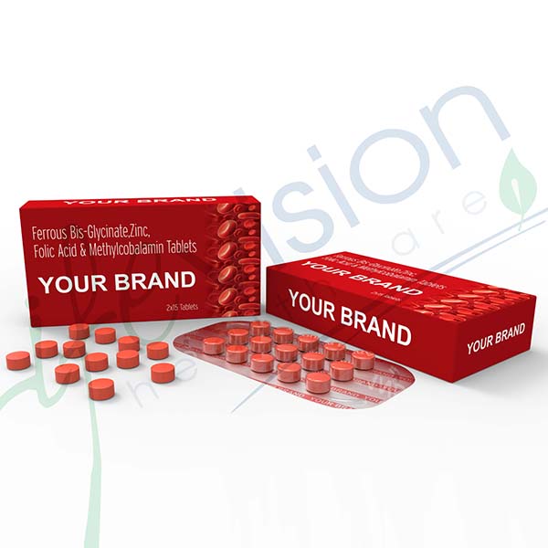 FERROUS BIS-GLYCINATE 300MG EQ. TO ELEMENTAL IRON  60MG, ZINC BIS-GLYCINATE EQ. TO ELEMENTAL ZINC 15MG,  FOLIC ACID IP 1MG & CYANOCOBALAMIN IP 5MCG TABLETS (DRUG)